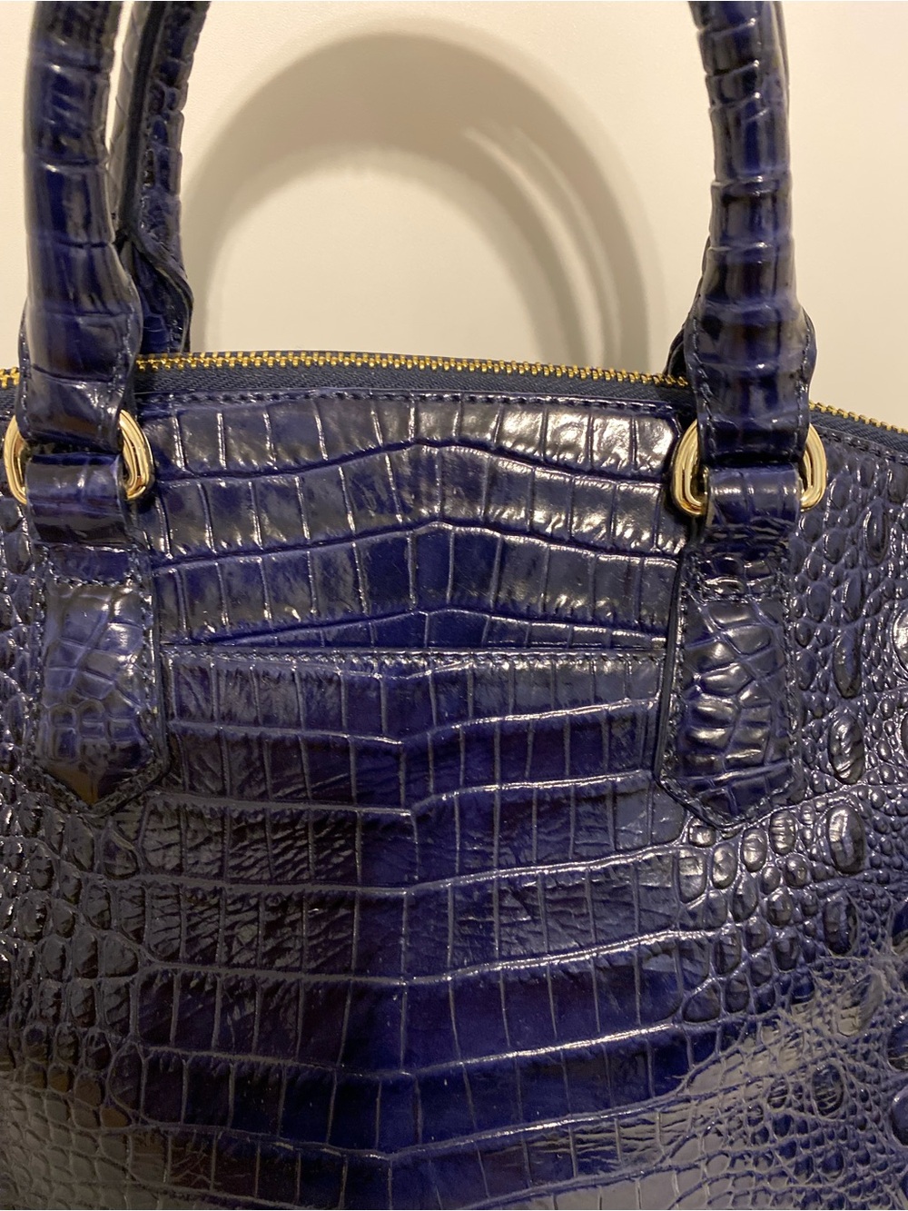 Brahmin Melbourne Navy Croc-Embossed Satchel - Picture 6 of 10